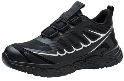 generisch Scarpe antinfortunistiche da uomo per saldatore, leggere, con doppia protezione, anti-scottatura, saldatore, resistente agli urti e ai punti, antiscivolo, con punta in acciaio 38, Nero , 48