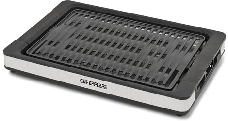 G3 Ferrari G10206 Tito Barbecue, 1800 W, Regolazione Temperatura, Piastra XL 36,5 x 25,5 cm, Dispositivo di Sicurezza, Smokeless, Vassoio Raccogli Grasso, Completamente smontabile, Nero