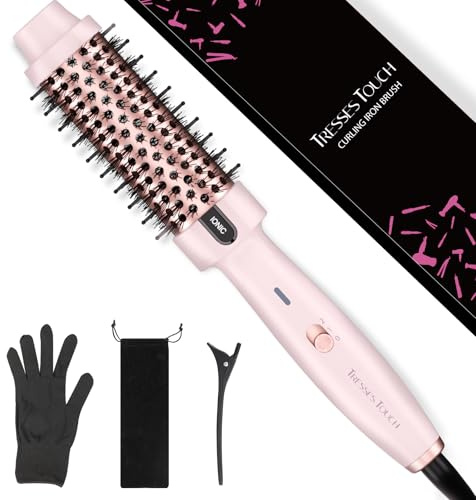 Tresses Touch Thermal Brush, Thermobürste Negativ-Ionen, Wärmebürste Rundbürste mit 2 Temperaturstufen, Stylingbürsten Universal-Spannung, Tourmalin-Keramik, Dual-PTC 30s-Schnellwärmung, Pink