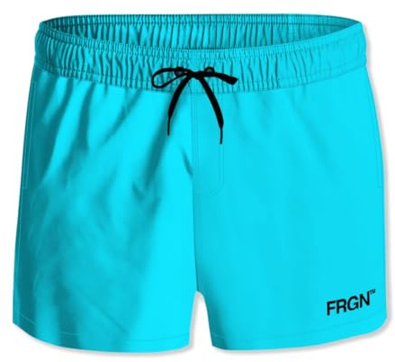 FREEGUN Strandbaddräkt för män, badshorts, snabbtorkande, bekväma med fickor, turkos, L