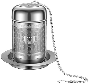 BOMANSI BOMS 316 Stainless Steel Tea Strainers for Loose Tea with Drip Trays, Extra Fine Mesh Tea Infuser, Loose Leaf Tea Steeper (1 Pack - Small)