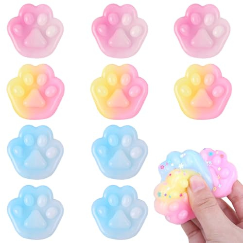 CATOR Pack of 10 Mini Taba Squishy Cat, Mini Squishy Cat Paw, Mini Squishy for Stress Relief, Squeeze Toy Squishy Paw, Cute Soft Cat Paws, Squeeze Toy, Cat Paws Squishy for Children Adults