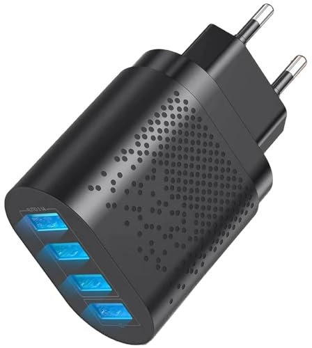 Caricatore USB 4 Porte da Muro 48W 5V-3.0A - 9V-2A - 12V-1,5A Universale Quick Charge QC 3.0 Veloce Caricabatterie Alimentatore Presa Per Smartphone Tablet iOS Android 220V UE