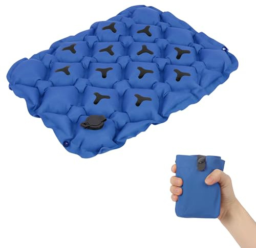 Cuscino gonfiabile ad aria con tecnologia Nanogrip, cuscinetto portatile da viaggio per alleviare la pressione per sedia da ufficio, campeggio, lunghi voli, design leggero antiscivolo (blu)