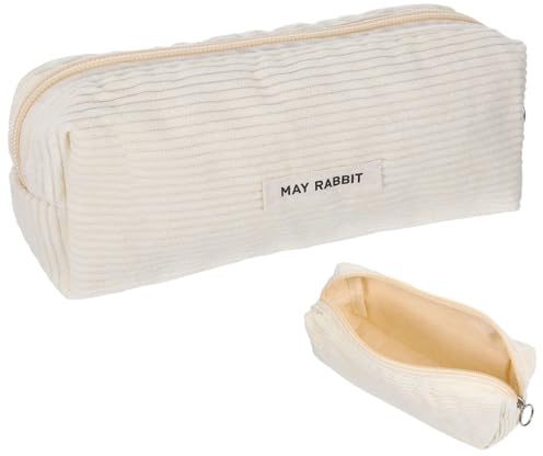 DONQTWAY Federmäppchen Cord Stoff, Mäppchen Weiß, Cord Stiftemäppchen, Mäppchen Teenager, Stiftetasche für Mädchen und Jungs, Schlamppermäppchen, Pencil Case Aesthetic, Federtasche für Schule, Büro