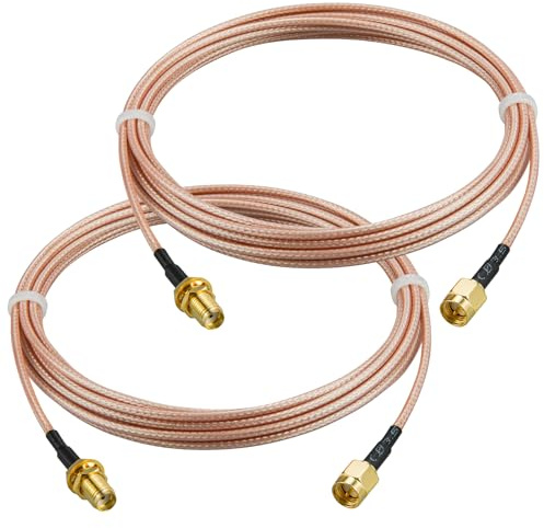 Boobrie Cavo SMA 3M WIFI Antenna Estensione SMA maschio a femmina a bassa perdita RG316 cavo coassiale 50ohm per 4G LTE 5G Modem Router WIFI Wlan Antenna GPS WiFi SDR Apparecchiature Confezione da 2