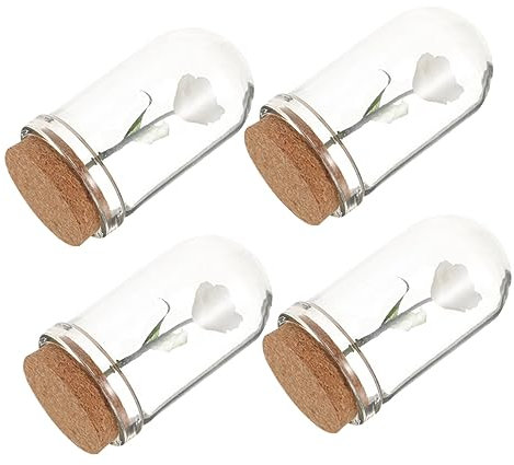 Healifty 4pcs Simulation Mini Flowers Miniature Flower in Glass Dome Miniature Plants for Dollhouse Accessories for in Dome Display and Tiny Things Collection