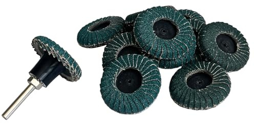 Banmo Abrasive 10 dischi lamellari curvi da 5 cm, grana 80, dischi abrasivi a cambio rapido, 1 disco abrasivo da 1/4 per smerigliatrice, metallo, finitura superficiale in legno, saldatura e rimozione