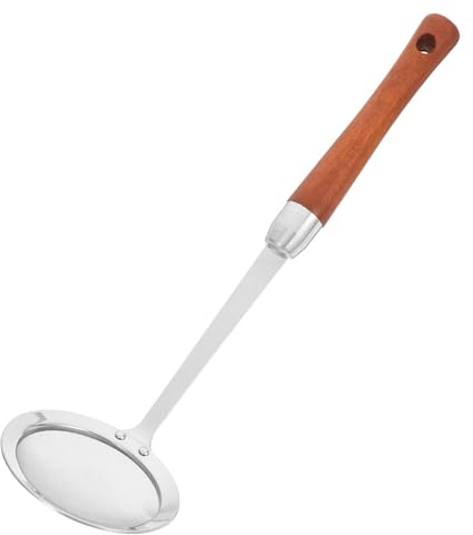 Ciieeo Cucchiaio Scolapasta in Acciaio Maglie Fini Mestolo Per Schiumare e Filtrare Alimenti Colino Manico in Legno Ergonomico Per Cucinare e Friggere