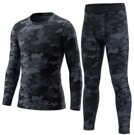 LANBAOSI Kids Boys Base Layer Thermal Long Sleeve Top and Leggings Set Compression Shirt Tights