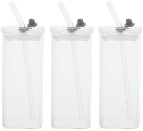 VALICLUD 3 Ensembles Tasse d'eau en d'eau en verre avec paille glass cup tasses à boire glass tumbler Transparent