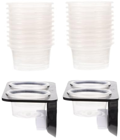 DINHEAROM Cuenco de Alimentación para Reptiles Juego de 2 Piezas Recipiente Transparente Ventosa Tamaño Compacto Plástico Resistente Suministros para Geckos Crestados y Dragones Fácil de