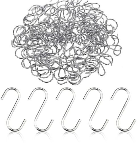 LAKPYN 200 Stück Mini Haken zum Einhängen,Stabil und Langlebig S-Förmige Haken Klein Steckverbinder, Silber,Klein Edelstahlhaken für DIY Handwerk,Schmuck,Schlüsselkette,Tag