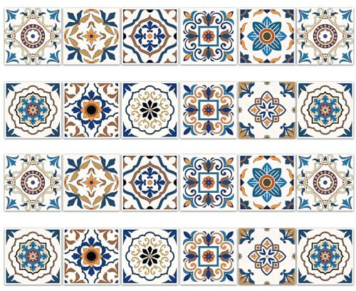 24 Vinilos para Azulejos 15x15 cm Mosaico – Azulejos Adhesivos para Cocina y Baño – Pegatinas de Pared Impermeables y Lavables – Decoración de PVC para Reforma sin Obras y Muebles