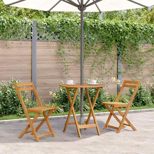 Hoopleep Klappbarer Gartentisch 70 cm Massivholz Akazie, runder Esstisch für Outdoor, witterungsbeständig, platzsparend, tragbar für Balkon und Terrasse