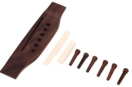 Akustikgitarre Steg Teile Set, Knochensattel Pins, Vorinstalliert für schnellen Austausch - Hochdichte Materialien für klaren Klang, langlebig und einfach montierbar