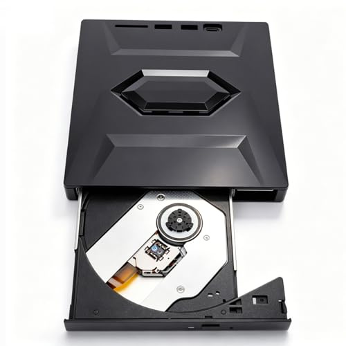 VBESTLIFE Extern Blu Ray-enhet, USB 3.0 Typ C BD DVD CD-brännare med Dubbla USB-kabel och Flera Expansionsportar, för Bärbar Dator