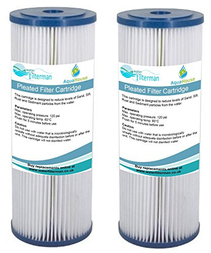 2X AquaHouse 10 Jumbo Pleated Washable Water Filter Cartridge for Sediment Filtration, Bio Diesel, Rain Water, Well Water - 10 Micron
