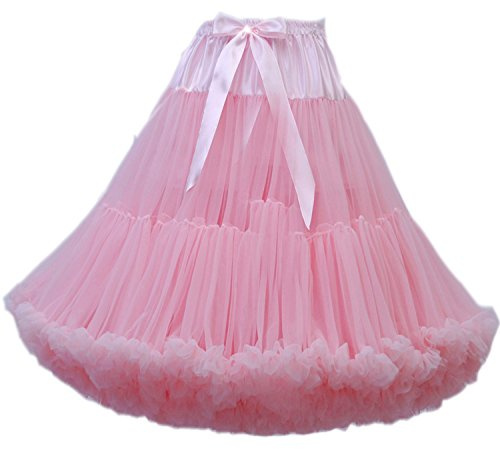 FOLOBE Frauen Tutu Kostüm Ballett Tanz Multi-Layer Puffy Rock Erwachsene luxuriöse weiche Petticoat, L, Rosa