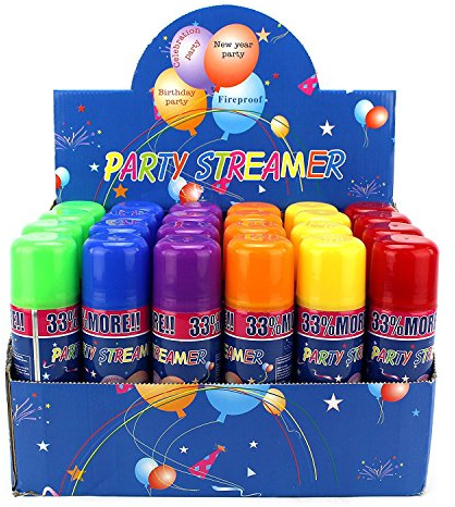 24 Stück lustige Party-Luftschlangen in einer Dose für Kinderpartys, Partyzubehör, perfekt für Kinderpartys und Veranstaltungen