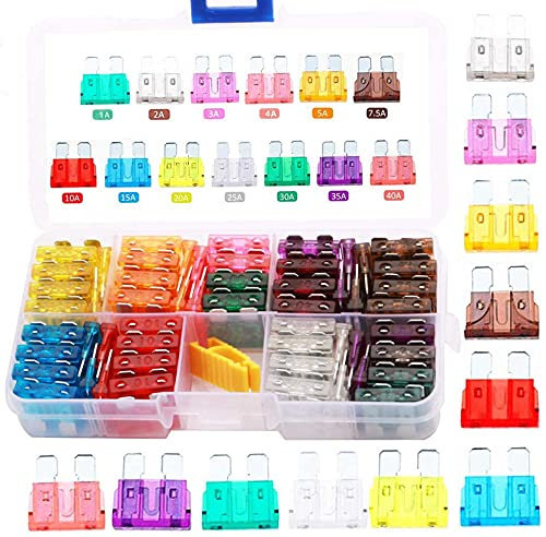 RUNCCI-YUN 90Pcs Standard Blade Fuse Set,Car Truck Blade Fuses Set(1A 2A 3A 4A 5A 7.5A 10A 15A 20A 25A 30A 35A 40A)