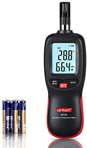 Wintact Digital Temperature and Humidity Meter, Thermometer Hygrometer Monitor with Dew Point and Wet Bulb Temperature, Backlight, Max/Min Value, Data Hold, Store 1000 Group of Data for Indoor Outdoor