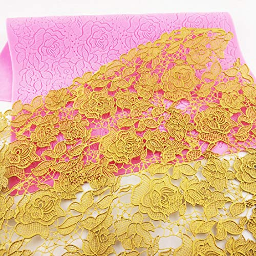 Xidmold Rosen Blume Muster Silikon Spitze Matte, Spitzen-Kuchenform, Fondant Kuchen Prägematte Strukturmatte, Spitze Geprägte Kuchenform Prägematte Silikonform