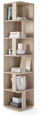CORNER Eckregal in Eiche Sonoma Optik - Platzsparendes Standregal mit 6 offenen Fächern für Wohnzimmer, Jugendzimmer oder Flur - 38 x 186 x 38 cm (B/H/T)