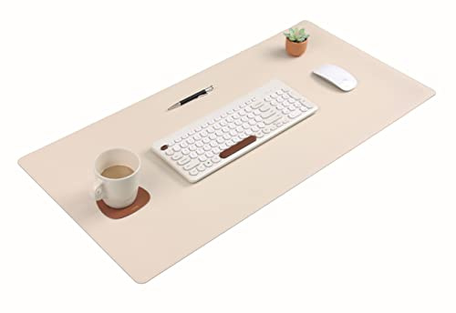 Nodito Doppelseitige Schreibtischunterlage aus Leder, Löschunterlage für Laptop-Computer, Mauspad, Schreib-, Zeichen-, Kunst- und Bastelunterlage (17x35, Beige/Braun)