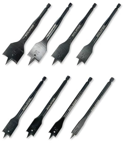 Eclipse Professional Tools FWDB8PS 8 piece Flat Wood Drill Bit Set