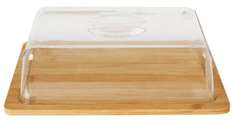 Vision4ever 1Pcs Wooden Cheese Board Platter Plastic Lid Cover Serving Storage Tray Server
