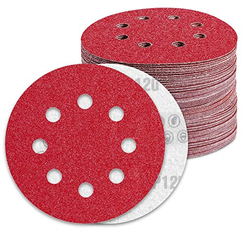 Awutzut 125mm Sanding Discs 120 Grit for 5 inch Discs Pads Hook and Loop Orbital Sander (100PCS)