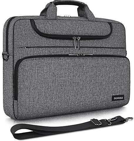 DOMISO Laptoptasche 17 Zoll Wasserdicht Laptop Tasche Aktentasche Herren Schultertasche Notebooktasche Business für 17-17.3 Notebook/Dell/Lenovo/Acer/HP/MSI/ASUS, Dunkelgrau＋Schwarz