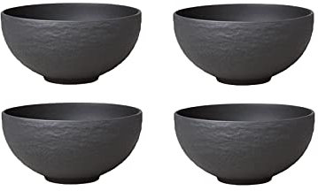 Villeroy & Boch - Manufacture Rock Suppen Bol, 300 ml, 12,5 cm, 4er Set, Premium Porzellan, spülmaschinen-, mikrowellengeeignet, schwarz