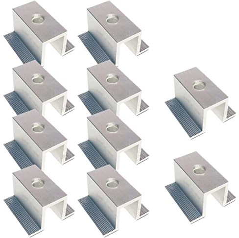 RANRAO 10 Stück Solarpanelen Mittelklemme PV für Modulhöhe 25-50 mm Aluminiumlegierung Mittelklemme, Befestigung Solarmodul Für Solarpanel, Solarpanelen n Halterungen, 8mm Bohrung