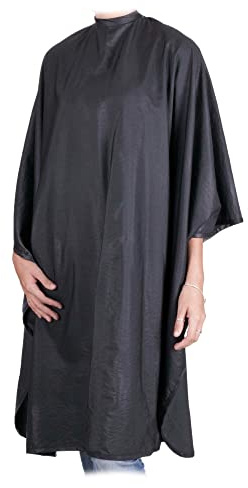Kobe Professional Black Deluxe Hairdressing Gown - Heavy Duty, Water-Repellent, Adjustable Neck