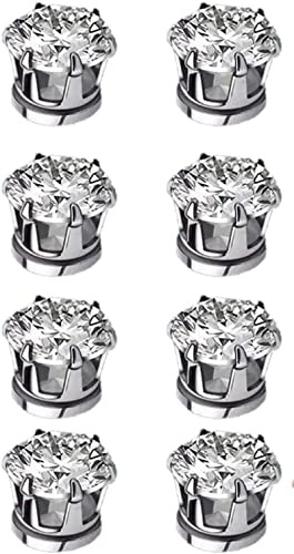 4 par magnetiska akupressur bantande örhängen eleganta lymfity magneterapi örhängen magnetiska germanium stiftörhängen kubisk zirkon icke-piercing akupressurörhängen, 6mm