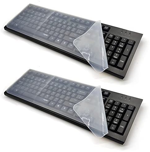 HAOBIN 2 Stücke DüNn Tastaturschutz Universal Tastatur Schutzfolie Tastatur SchutzhüLle Silikon Tastaturabdeckung Universal Wasserdichter,Staubdichter Tastaturschutzfilm FüR Desktop-Computertastaturen