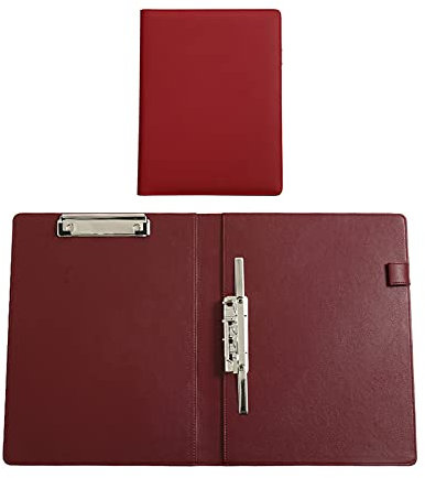 Planchettes à Pince 2 packs dossier commercial multifonctionnel A4 Tri-pli données Collation Clipboard Couverture en cuir Classeur for l'école, Bureau, Business Clip Planches (Color : Rosso)