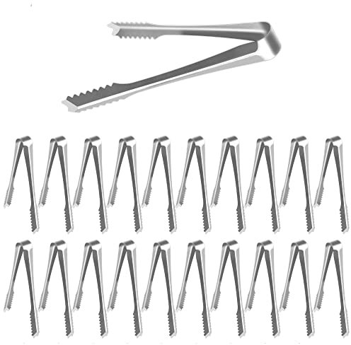 20 Stück Eiszange Set Edelstahl Zuckerzange Eiswürfelzange Salatzange Gebäckzange Süßigkeiten Candy Clip Servierzange Küchenzange für Hochzeit Party Candy Bar Büfett 1