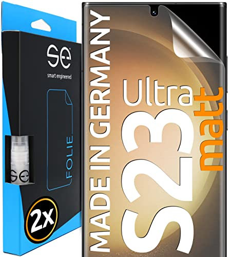 2x se® 3D SCHUTZFOLIE Entspiegelt für Samsung Galaxy S23 Ultra,Anti-Staub, 100% Fingerabdruck & FaceID kompatibel, einfache blasenfreie Installation, Ultra-Klar, Stoß-Kratzfest, aus Deutschland