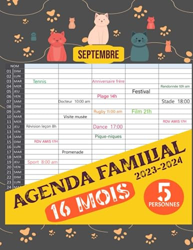 Agenda Familial 2023-2024: Organisateur Mensuel De 16 Mois, DE SEPTEMBRE 2023 À DÉCEMBRE 2024, A4, Planificateur Avec De Splendides Photographies De ... Idée Cadeau Anniversaire, Noël, Familles