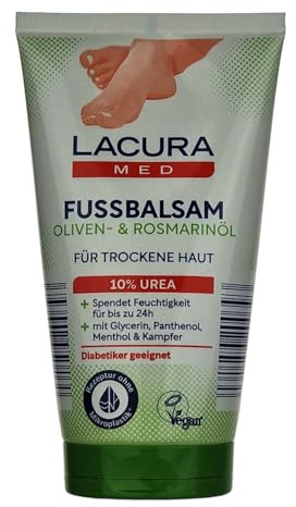 Lacura Med fotbalsam 10 % urea med mentol och kamferoliver och rosmarinolja torr hud vegansk 150 ml (2-pack)
