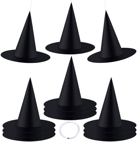 Sombreros de Bruja Halloween, Paquete de 12 Sombrero de bruja Sombreros de fiesta de Halloween negros Accesorio de disfraces Disfraz