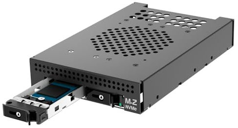 Kingwin Nvme M.2 SSD PCIe 3.0/4.0 SlimSAS Mobile Rack Enclosure Compatible with 3.5” Drive Bay for High-Speed Data Access Storage Expansion.
