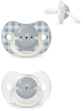 Suavinex, Night&Day Schnuller für Babys von 6-18 Monaten, Leuchtend im Dunkeln Babyschnuller, mit Physiologischem Sauger SX Pro aus Silikon, Symmetrisch, Superweich und Flexibel, Blaue, 2er-Pack