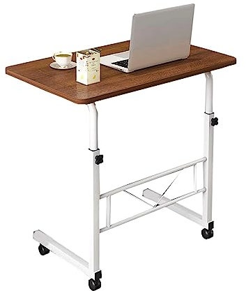 POCHY Betttische Mobiler Stehschreibtisch, C-förmiger Überbetttisch, höhenverstellbarer Beistelltisch mit Stahlrahmen, einfache Montage, rollender Laptop-Tisch luxuriös