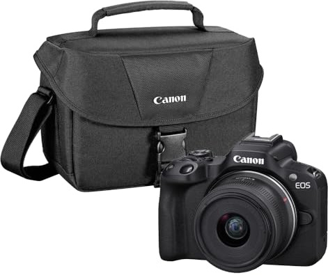 Canon EOS R50 Mirrorless Camera with 18-45mm Lens | Black with 200ES Camera Bag