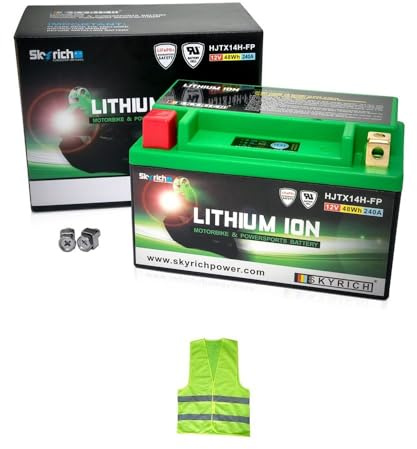 COMPATIBILE CON APRILIA Dorsoduro (KB000) 900 per anno 2017 al 2021 BATTERIA A LITIO SKYRICH HJTX14H-FP FORNITA CARICA PER L'UTILIZZO BATTERIE LITHIUM 12V 48WH 240A 150X87X93CM