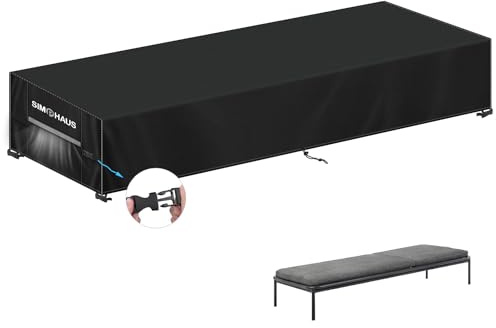 SIMPHAUS Housse de Chaise Longue de Jardin Imperméable Housse Protection Transat de Jardin Exterieur Housses Bain de Soleil Bâche Transat Extérieur Anti-UV Tissu Oxford 420D 220x80x40cm